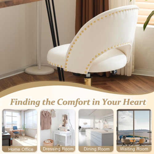 White Task Chair Office Desk Chair Make Up Chair With Wheels