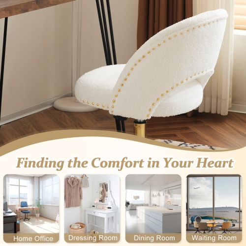 White Teddy Fleece Task Chair Office Desk Chair Make Up Chair With Wheels