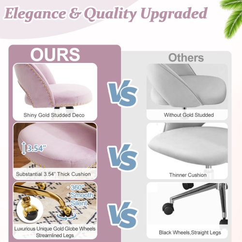 Light Purple Task Chair Office Desk Chair Make Up Chair With Wheels