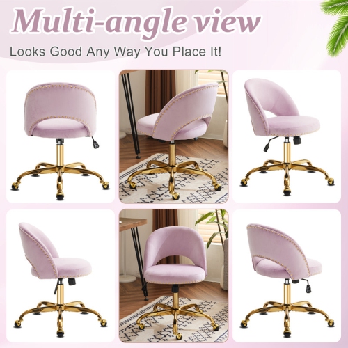 Light Purple Task Chair Office Desk Chair Make Up Chair With Wheels