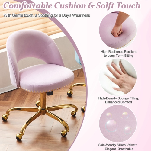 Light Purple Task Chair Office Desk Chair Make Up Chair With Wheels