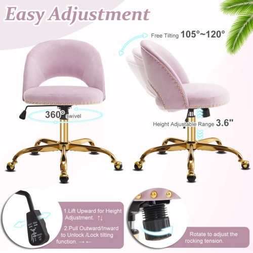 Light Purple Task Chair Office Desk Chair Make Up Chair With Wheels