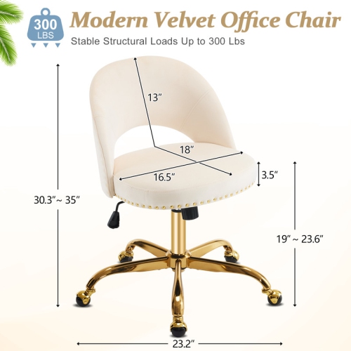 Beige Task Chair Office Desk Chair Make Up Chair With Wheels