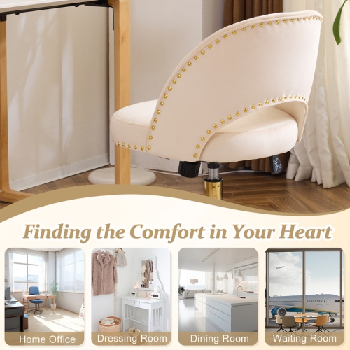 Beige Task Chair Office Desk Chair Make Up Chair With Wheels