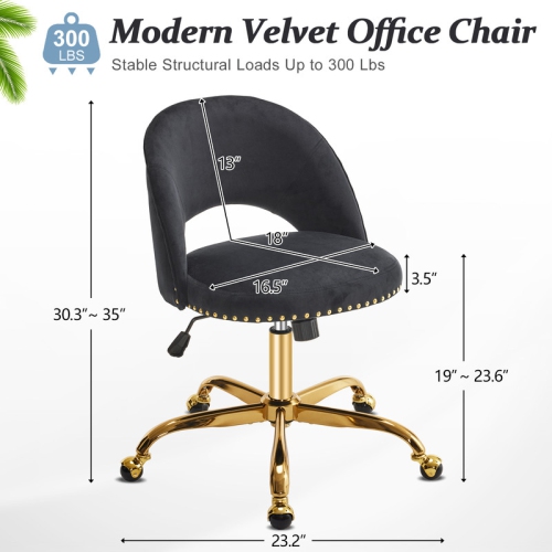 Black Task Chair Office Desk Chair Make Up Chair With Wheels