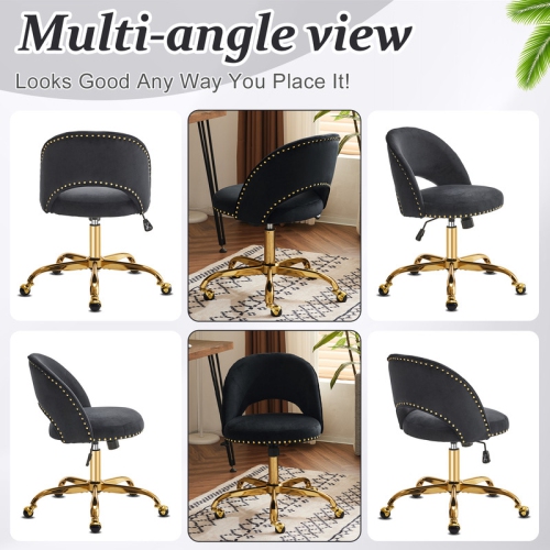 Black Task Chair Office Desk Chair Make Up Chair With Wheels