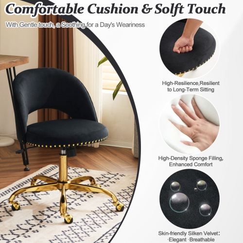 Black Task Chair Office Desk Chair Make Up Chair With Wheels