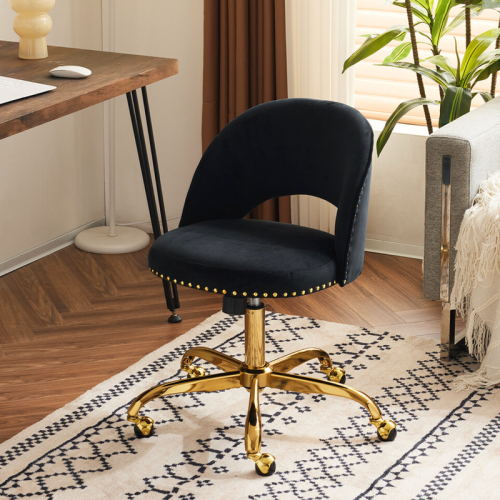 Black Task Chair Office Desk Chair Make Up Chair With Wheels