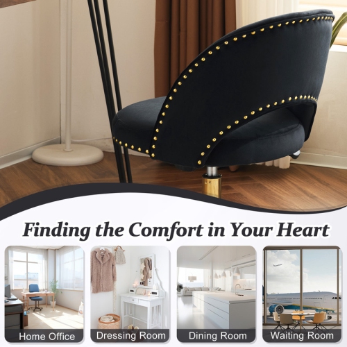 Black Task Chair Office Desk Chair Make Up Chair With Wheels