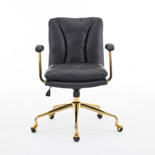 Black 24" W Swivel Upholstered PU Office Chair