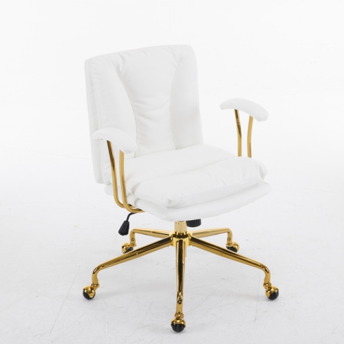 KARL HOME  24" W Swivel Upholstered Pu Office Chair In White