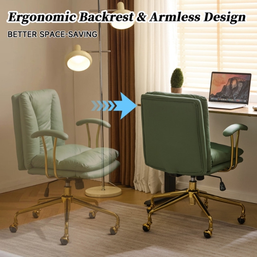 Green 24" W Swivel Upholstered PU Office Chair