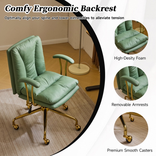 Green 24" W Swivel Upholstered PU Office Chair