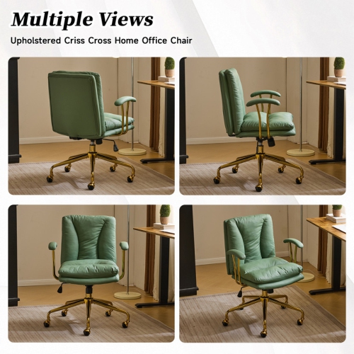 Green 24" W Swivel Upholstered PU Office Chair