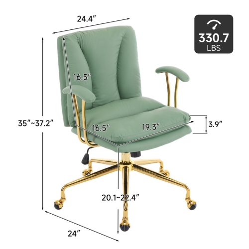 Green 24" W Swivel Upholstered PU Office Chair