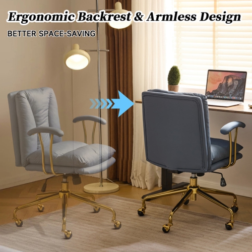 Deep Sea Blue 24" W Swivel Upholstered PU Office Chair