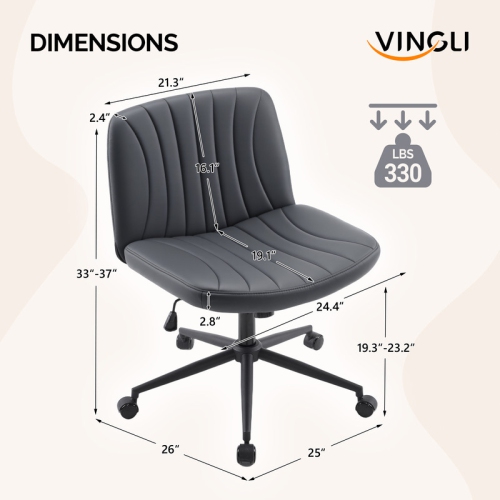 Fauteuil de bureau pivotant à hauteur réglable en cuir de 25 po de large Cat's Claw, noir