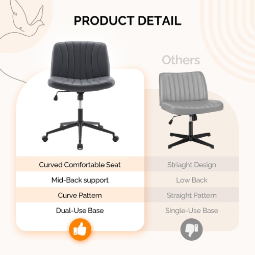 Fauteuil de bureau pivotant à hauteur réglable en cuir de 25 po de large Cat's Claw, noir