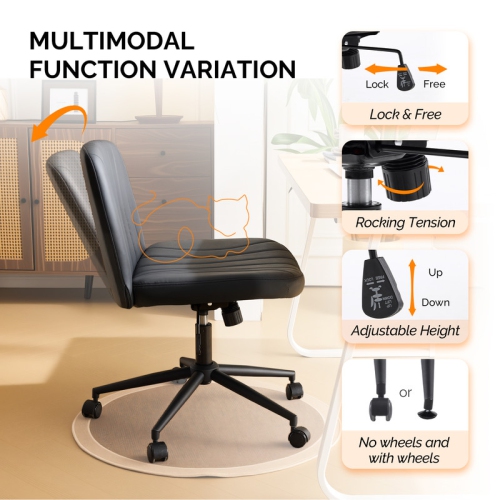 Fauteuil de bureau pivotant à hauteur réglable en cuir de 25 po de large Cat's Claw, noir