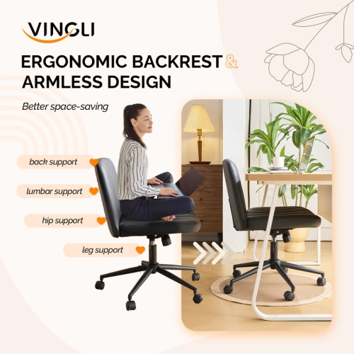 Fauteuil de bureau pivotant à hauteur réglable en cuir de 25 po de large Cat's Claw, noir