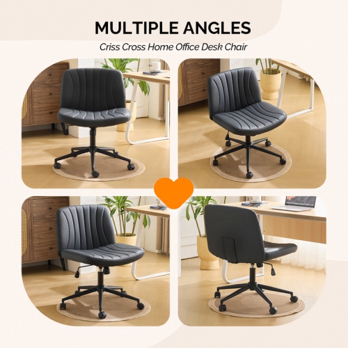 Fauteuil de bureau pivotant à hauteur réglable en cuir de 25 po de large Cat's Claw, noir