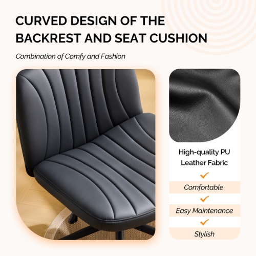 Fauteuil de bureau pivotant à hauteur réglable en cuir de 25 po de large Cat's Claw, noir