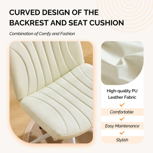 Fauteuil de bureau pivotant à hauteur réglable en cuir de 25 po de large Cat's Claw, beige