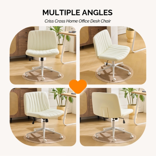 Fauteuil de bureau pivotant à hauteur réglable en cuir de 25 po de large Cat's Claw, beige