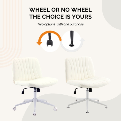 Fauteuil de bureau pivotant à hauteur réglable en cuir de 25 po de large Cat's Claw, beige