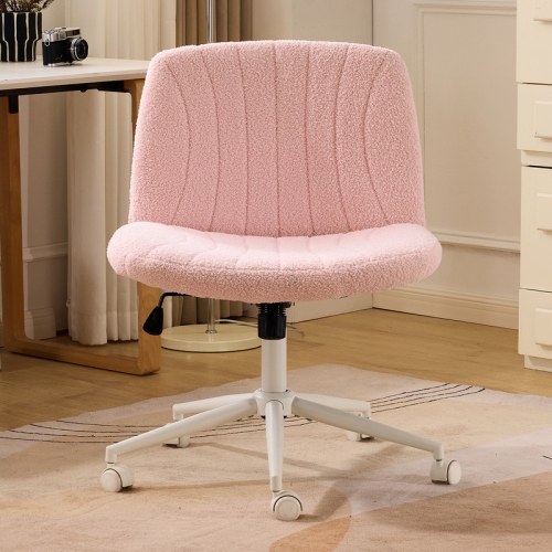 Fauteuil de bureau pivotant à hauteur réglable en cuir de 25&nbsp;po de large Cat's Claw, rose