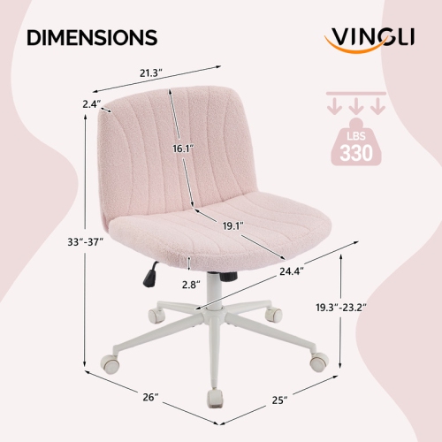 Fauteuil de bureau pivotant à hauteur réglable en cuir de 25&nbsp;po de large Cat's Claw, rose