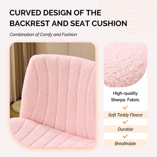 Fauteuil de bureau pivotant à hauteur réglable en cuir de 25&nbsp;po de large Cat's Claw, rose