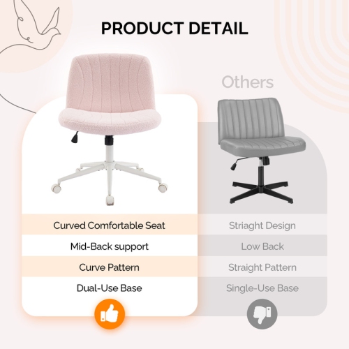 Fauteuil de bureau pivotant à hauteur réglable en cuir de 25&nbsp;po de large Cat's Claw, rose