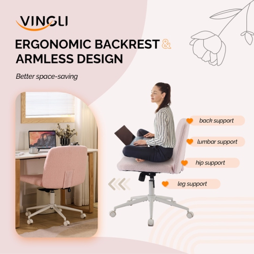 Fauteuil de bureau pivotant à hauteur réglable en cuir de 25&nbsp;po de large Cat's Claw, rose