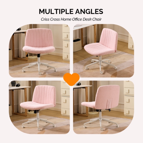 Fauteuil de bureau pivotant à hauteur réglable en cuir de 25&nbsp;po de large Cat's Claw, rose