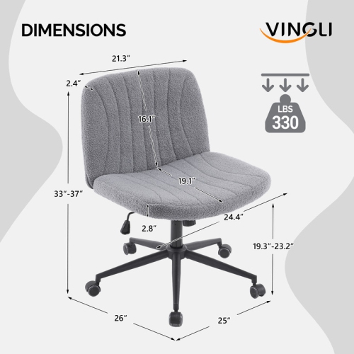 Fauteuil de bureau pivotant à hauteur réglable en cuir Cat's Claw de 25 po de large, gris foncé