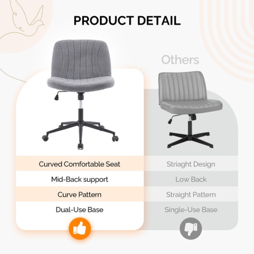 Fauteuil de bureau pivotant à hauteur réglable en cuir Cat's Claw de 25 po de large, gris foncé