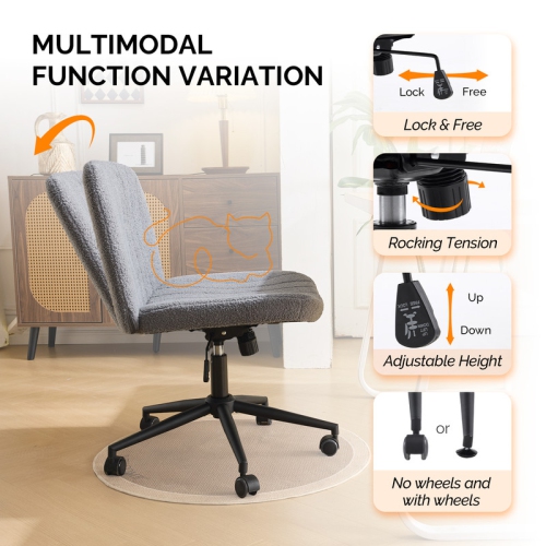 Fauteuil de bureau pivotant à hauteur réglable en cuir Cat's Claw de 25 po de large, gris foncé