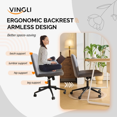 Fauteuil de bureau pivotant à hauteur réglable en cuir Cat's Claw de 25 po de large, gris foncé