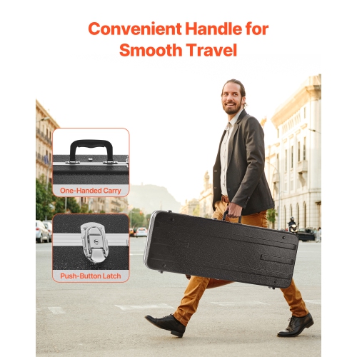 VEVOR 41.34in Electric Guitar Hard Case, Rectangular, With Lock Latch Key Handle, ABS Padding Soft Lining Water-Resistant Hard Shell Guitar Case, for