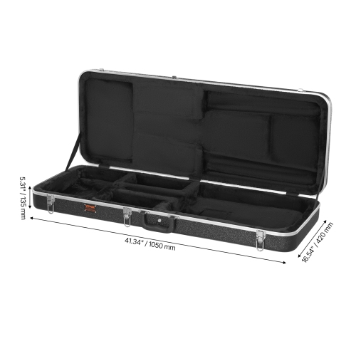VEVOR 41.34in Electric Guitar Hard Case, Rectangular, With Lock Latch Key Handle, ABS Padding Soft Lining Water-Resistant Hard Shell Guitar Case, for