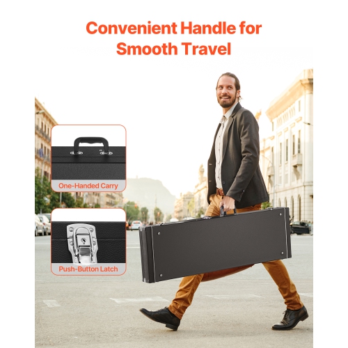 Étui rigide pour guitare basse VEVOR 48,03 po, rectangulaire, avec poignée à verrou, doublure douce en PVC, étuis rigides résistants à