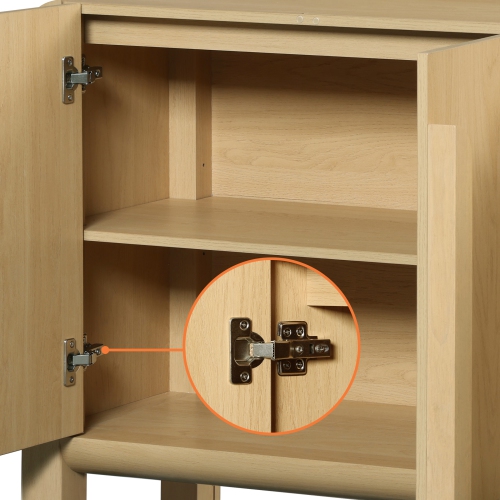 WAMPAT 63" Wide Large Buffet Sideboard Cabinet with Storages, Modern Buffet Table Coffee Bar Wine Bar Storage Curved Cabinet with 4 Doors for Dining