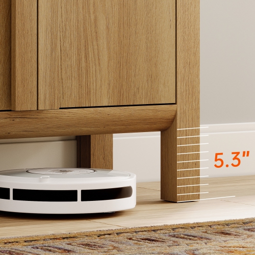 WAMPAT 63" W Large Buffet Sideboard Cabinet with Storages, Modern Buffet Table Coffee Bar Wine Bar Storage Curved Cabinet with 4 Doors for Dining