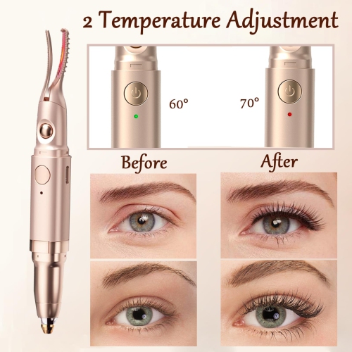 2 in 1 Women's Heated Eyelash Curler and Electric Eyebrow Trimmer with 2 Temperature Modes, USB Charging, an Ideal Gift for Women