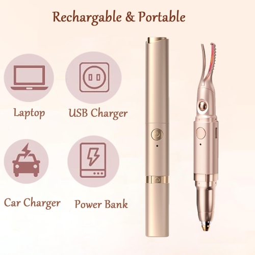 2 in 1 Women's Heated Eyelash Curler and Electric Eyebrow Trimmer with 2 Temperature Modes, USB Charging, an Ideal Gift for Women
