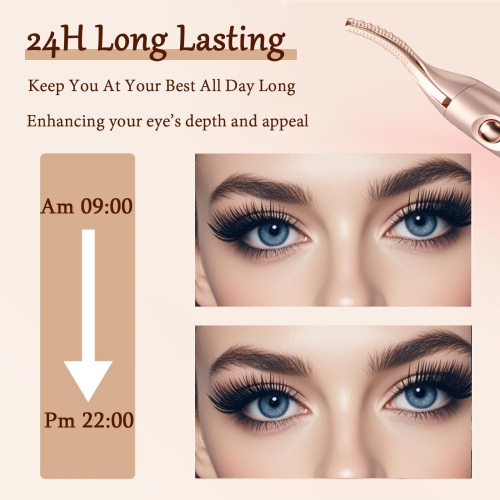 2 in 1 Women's Heated Eyelash Curler and Electric Eyebrow Trimmer with 2 Temperature Modes, USB Charging, an Ideal Gift for Women