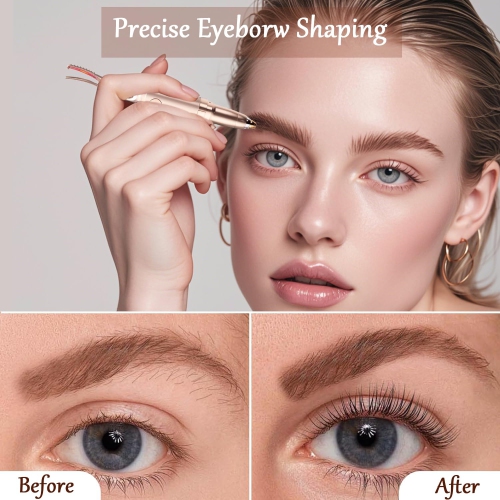 2 in 1 Women's Heated Eyelash Curler and Electric Eyebrow Trimmer with 2 Temperature Modes, USB Charging, an Ideal Gift for Women