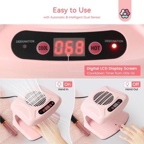 Nail Dryer, Wet and Dry Nail Polish Dryer, Hot and Cold Air Dryer for Home Bathroom