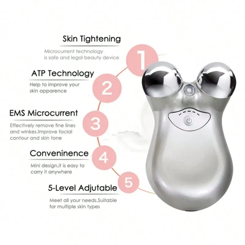 EMS Micro-Current Lifting Instrument, Face Roller Massager, Facial Beauty Instrument Suitable for Facial Anti-Wrinkle Firming Skin Care